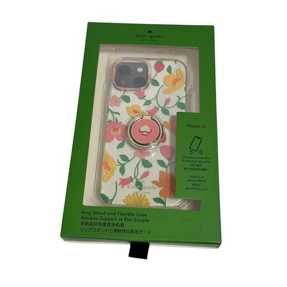 Kate Spade Strawberry Garden Iphone 15 Stability Ring And Case - Picture 2 of 6